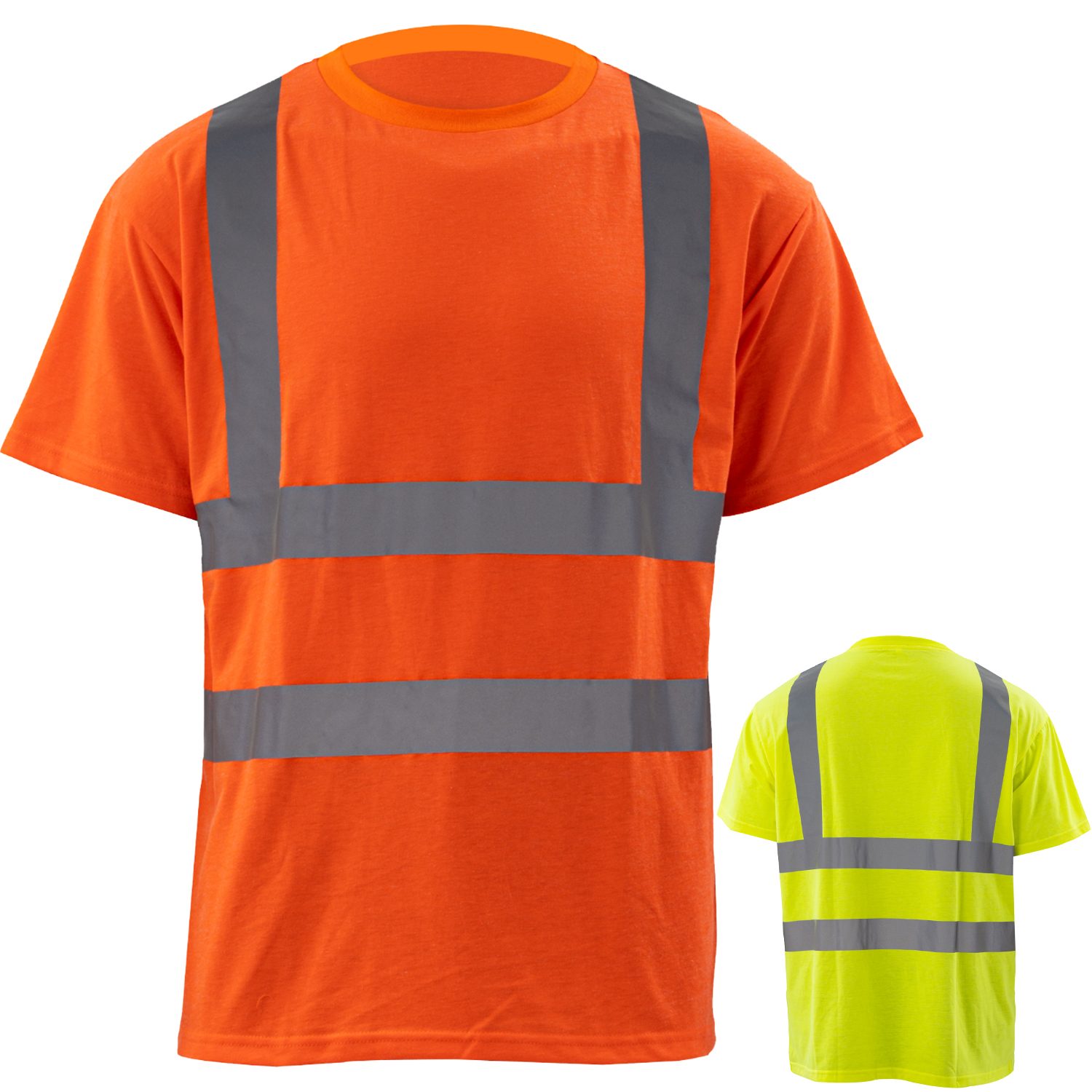 Class 2 Poly-Cotton Odor Reducing Double Band Reflective Tape Safety T-Shirt 6
