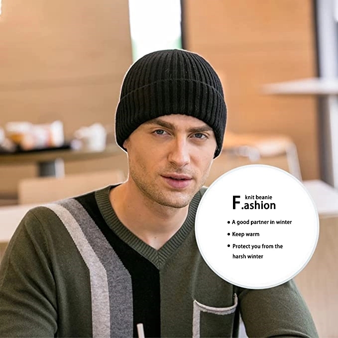 Winter Hats for Men Cuff Fleece Beanie 8