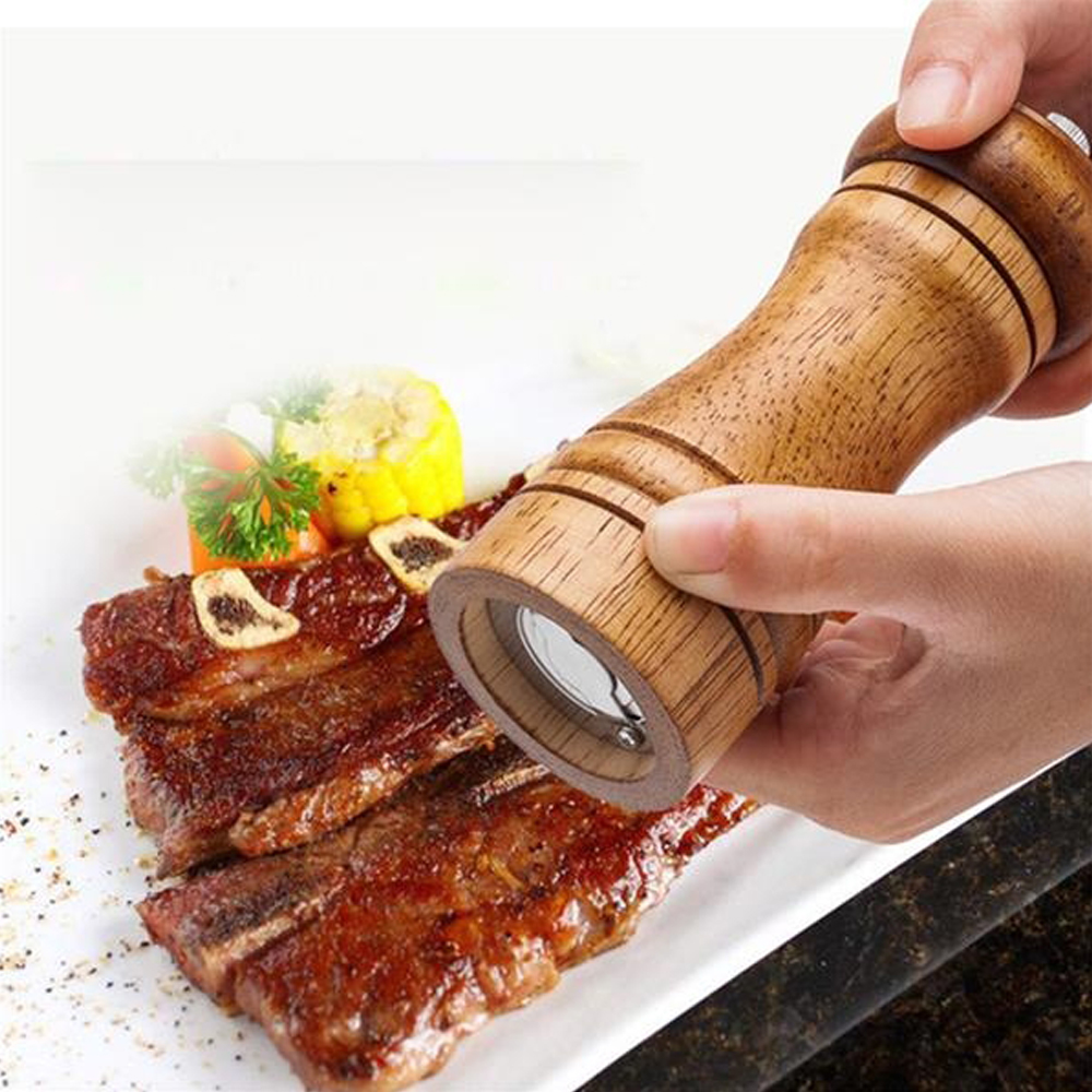 5" Salt/ Pepper Oak Wood Mill Grinder 2