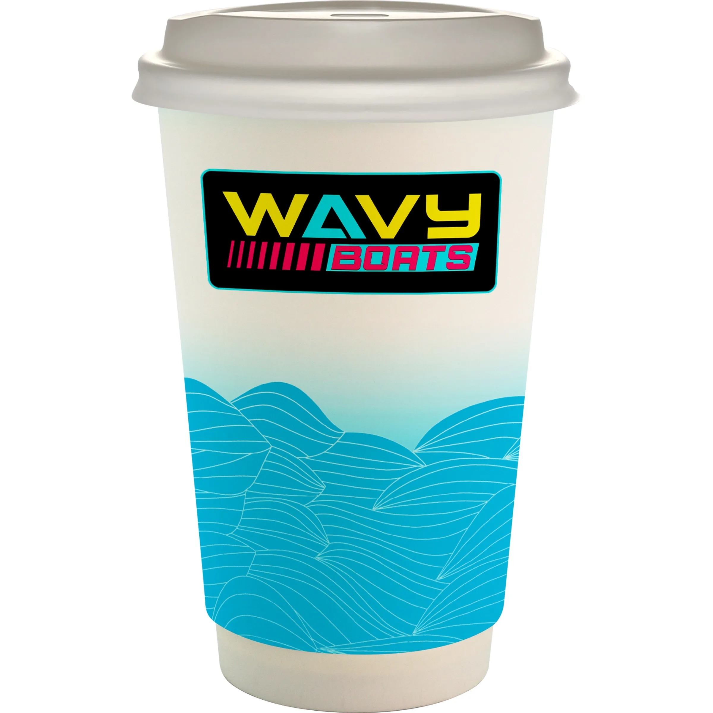 16 oz. Full Color Turbulent Waves Paper Cup With Lid 20
