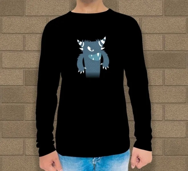 Men's Black Printed Long Sleeves T-Shirt - Crew Neck 2