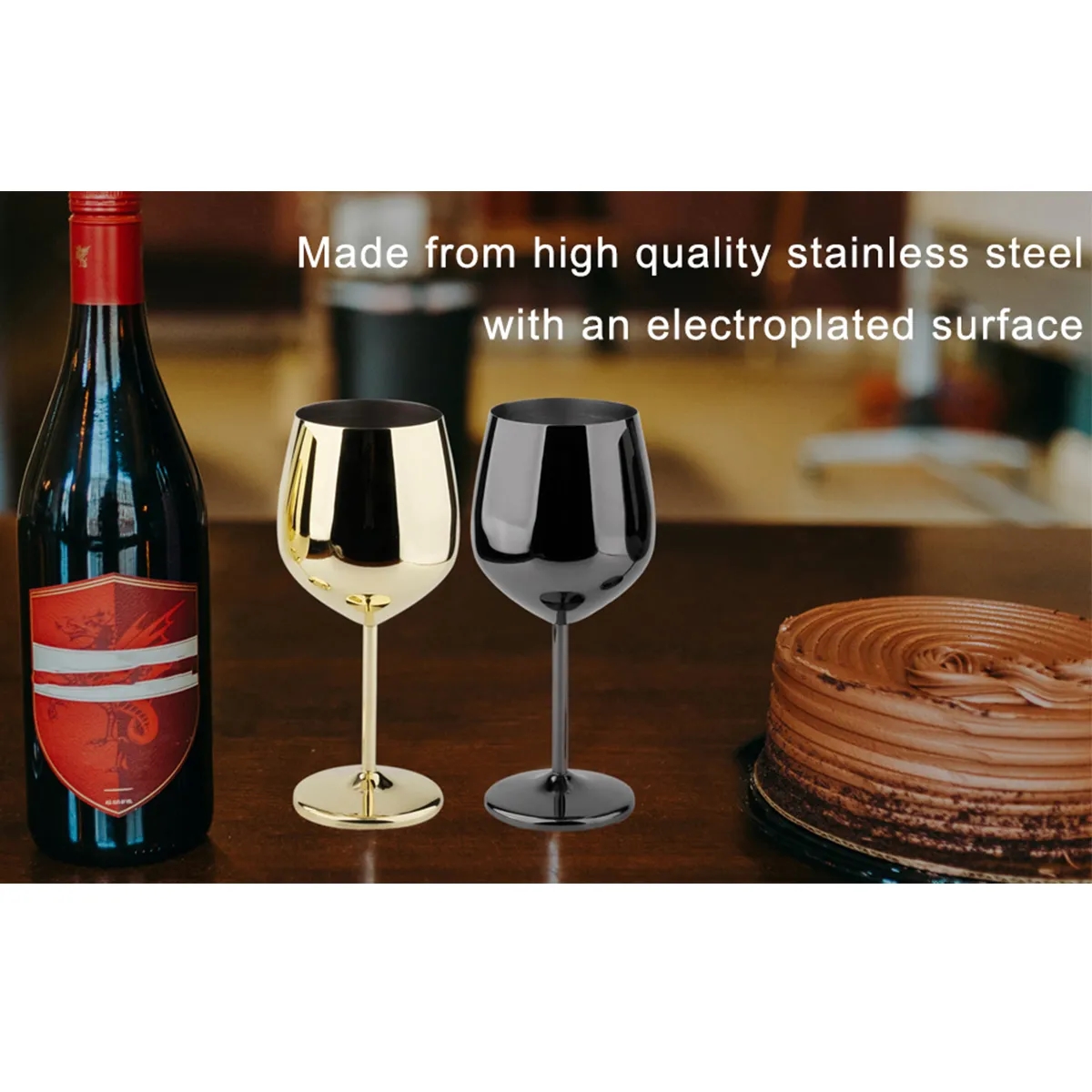 18oz Unbreakable Fancy Stainless Steel Wine Glass 2