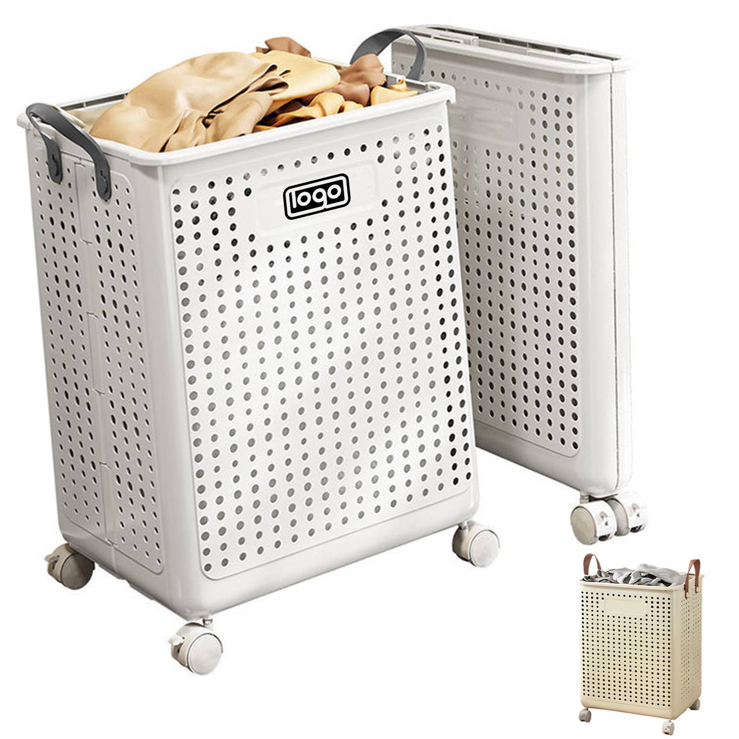 Large Capacity Foldable Laundry Basket w/ Wheels 13