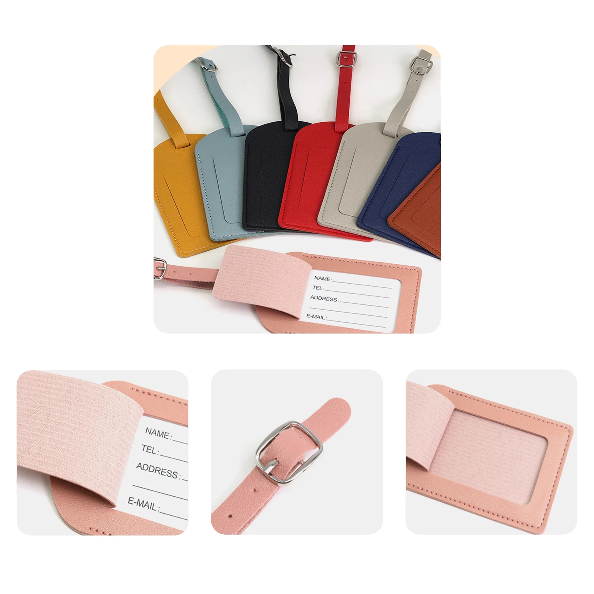 MOQ 50 PCS PU Leather Luggage Name Tag 3
