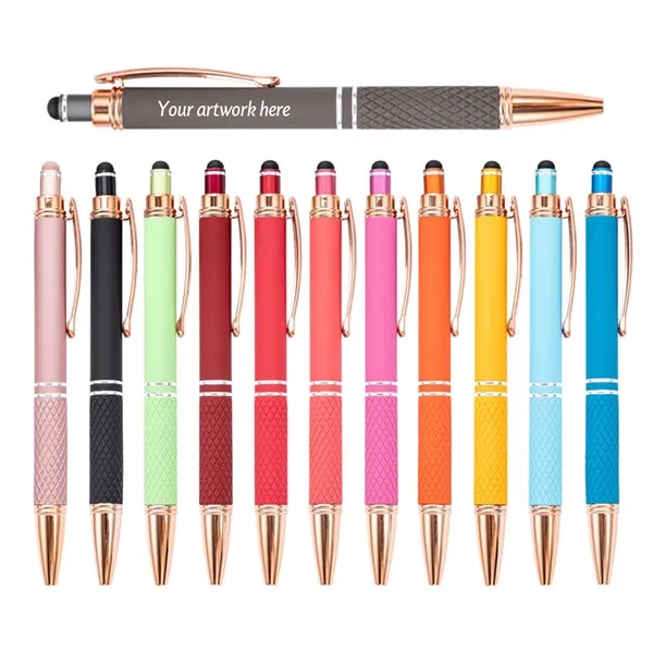 Metal Diamond Stylus Pen with Rose Gold Trim 2