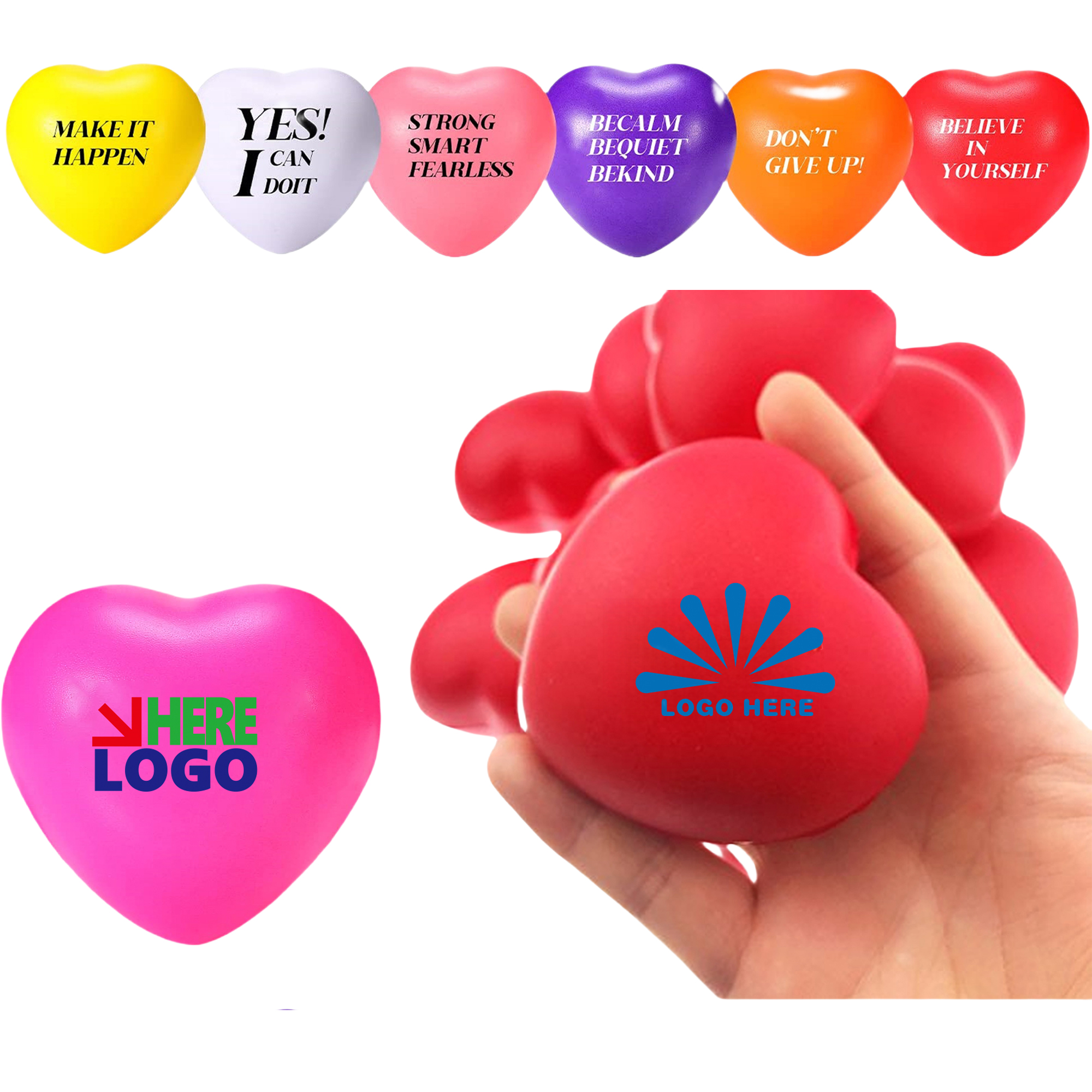 Mini Heart Shape Stress Balls, custom stress ball with logo imprint 2