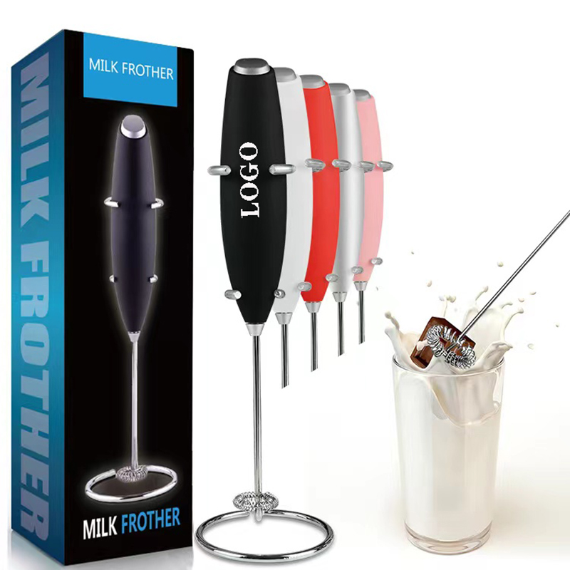 Handheld Battery Operated Electric Milk Frother w/Metal Stand 2