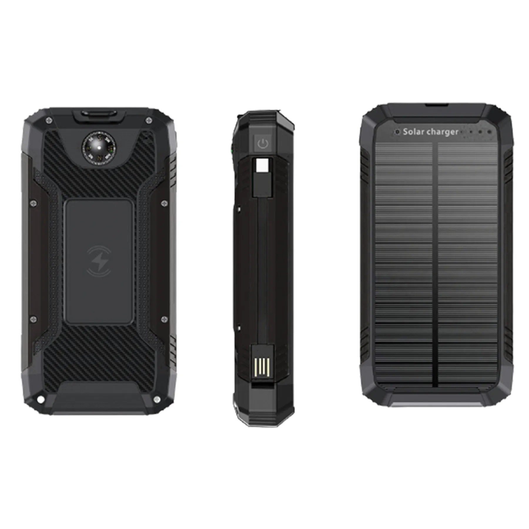 20000Mah Wireless Charging Solar Power Bank Flashlight 2