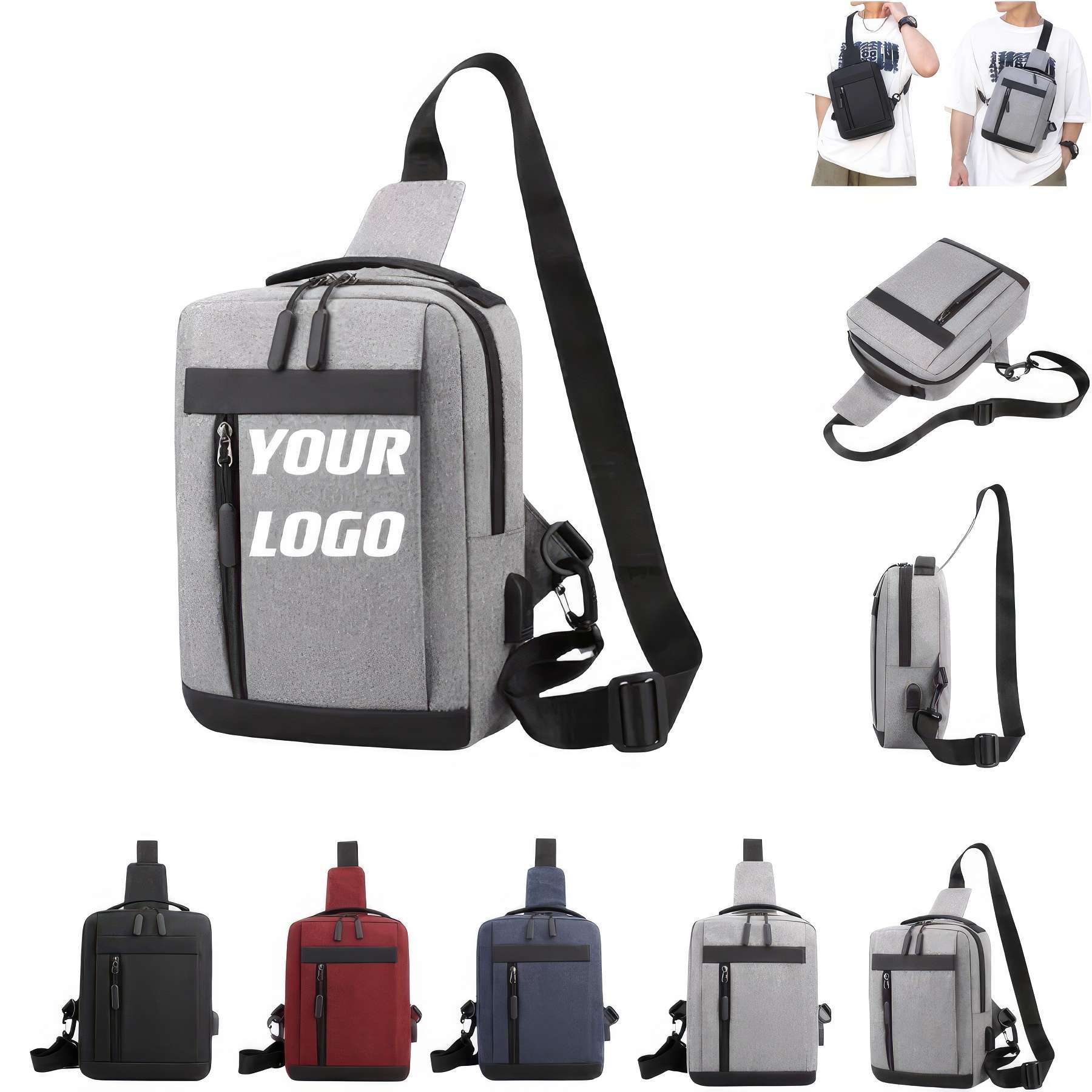 Customizable Crossbody Daypack With USB Charging Port 3