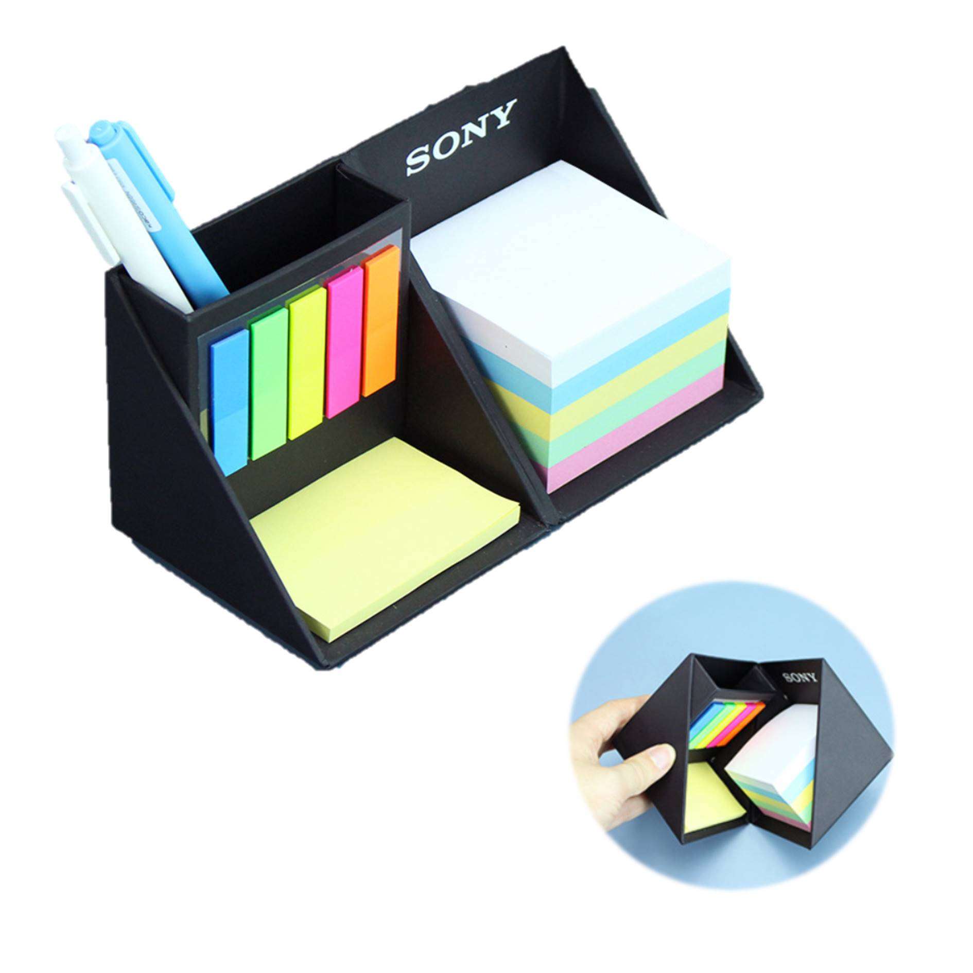 Multi-Function Sticky Notes Cube Box With Pen Holder 2