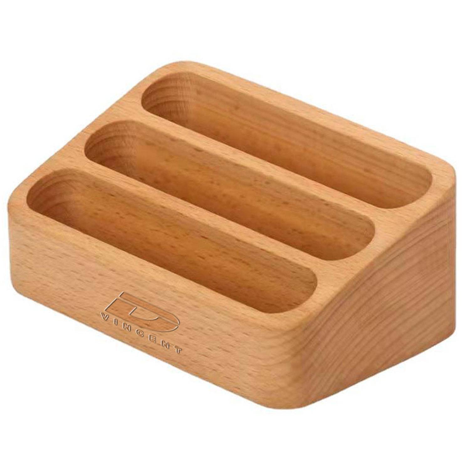 3 Slots Wood Business Desktop Card Holder 9