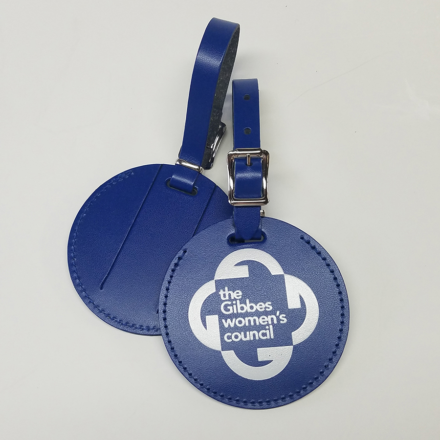 DEBOSSING & HOT STAMP Round Genuine Leather Luggage Tag. 3