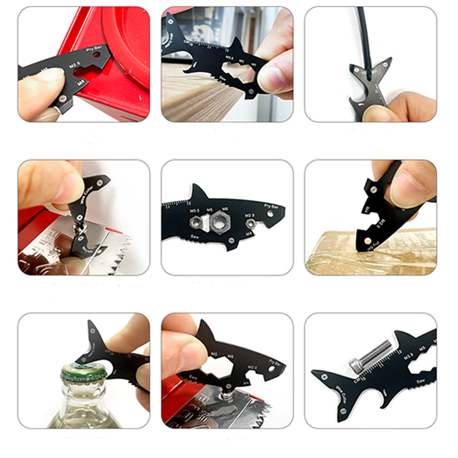 15 in 1 Stainless Steel Shark Shape EDC Multi Tool 3