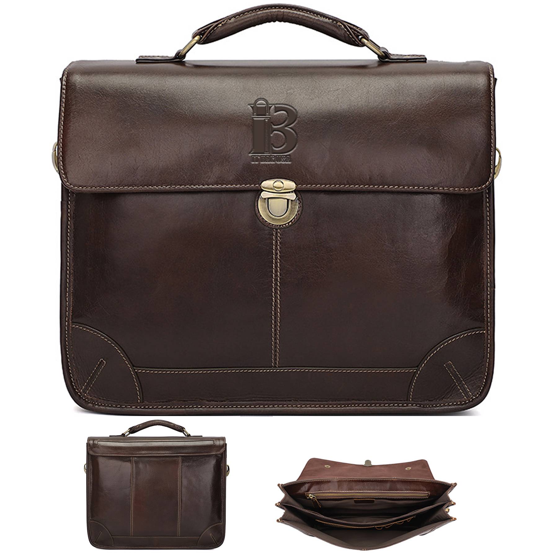 Genuine Leather Briefcase for Men 15.6 Inch Laptop Messenger 6