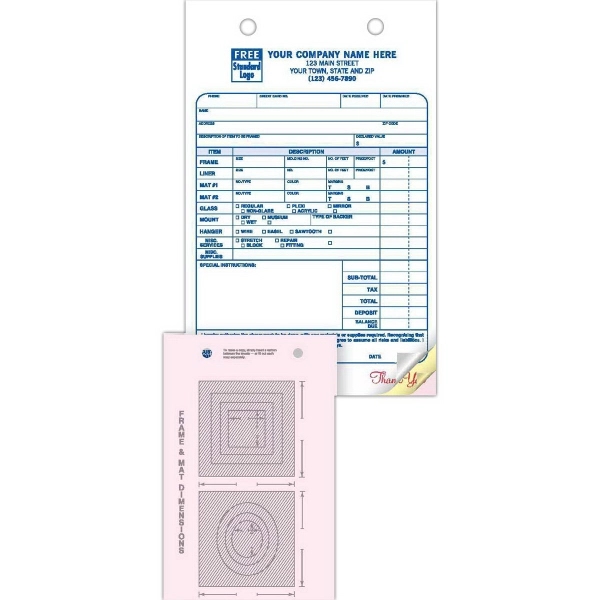 Picture Framing Register Forms, Large, Classic, Carbonless 3
