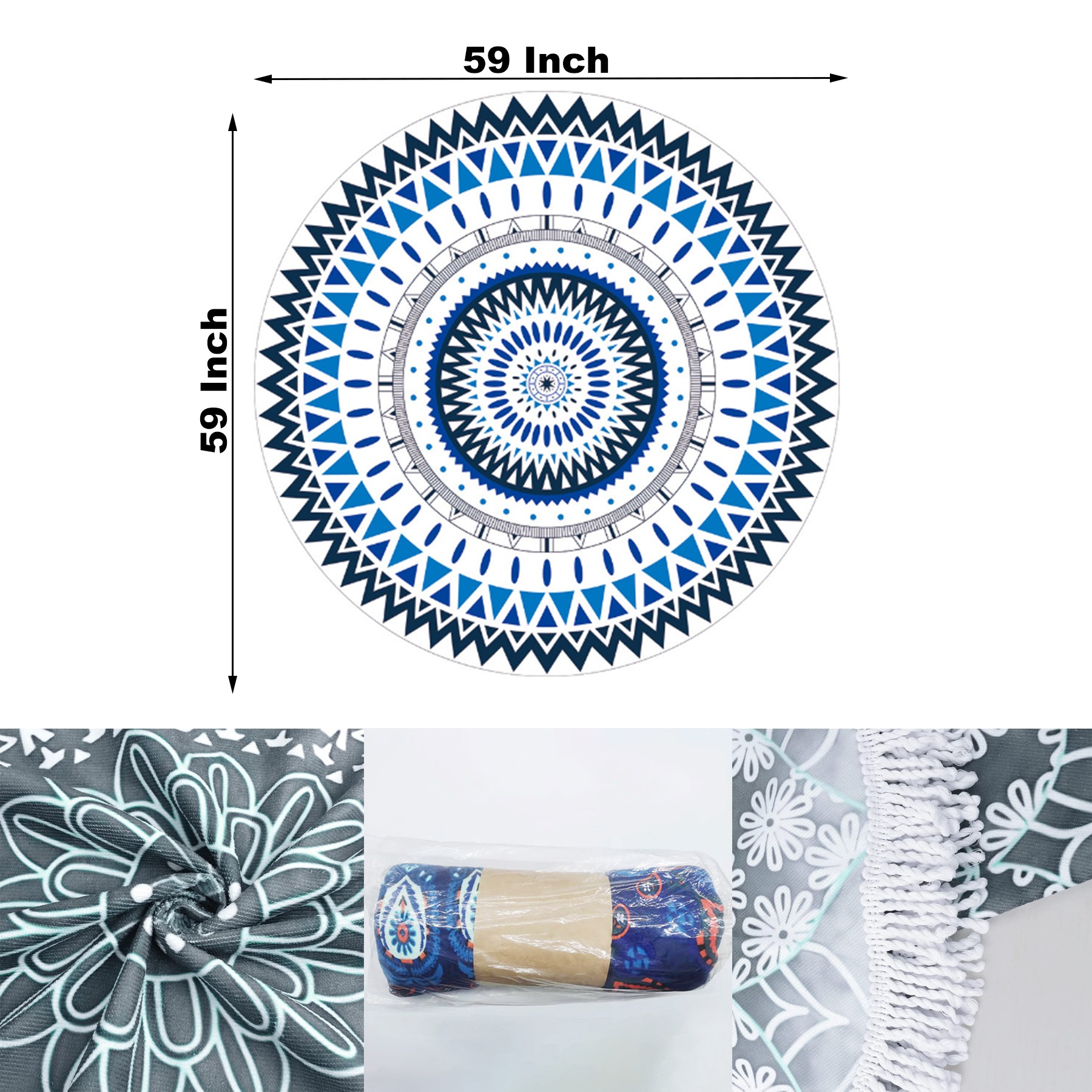 59" Round Microfiber Beach Towel 3