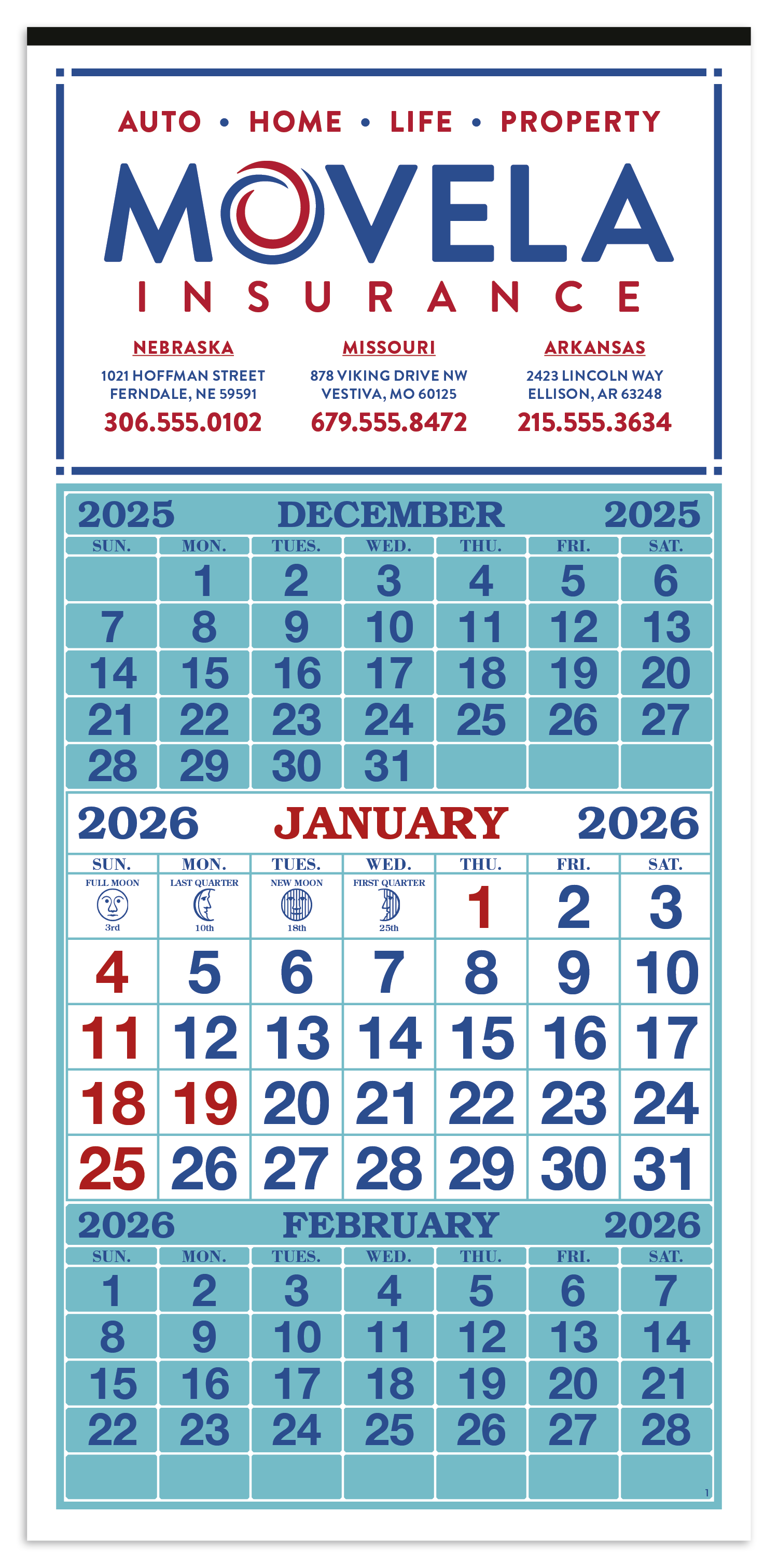 Skinner & Kennedy® 3-Month Display 12-Sheet Calendar 3