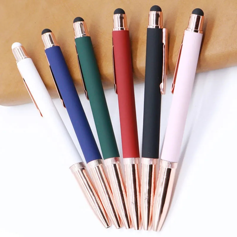 Promotional Softy Rose Gold Pen with Stylus 2