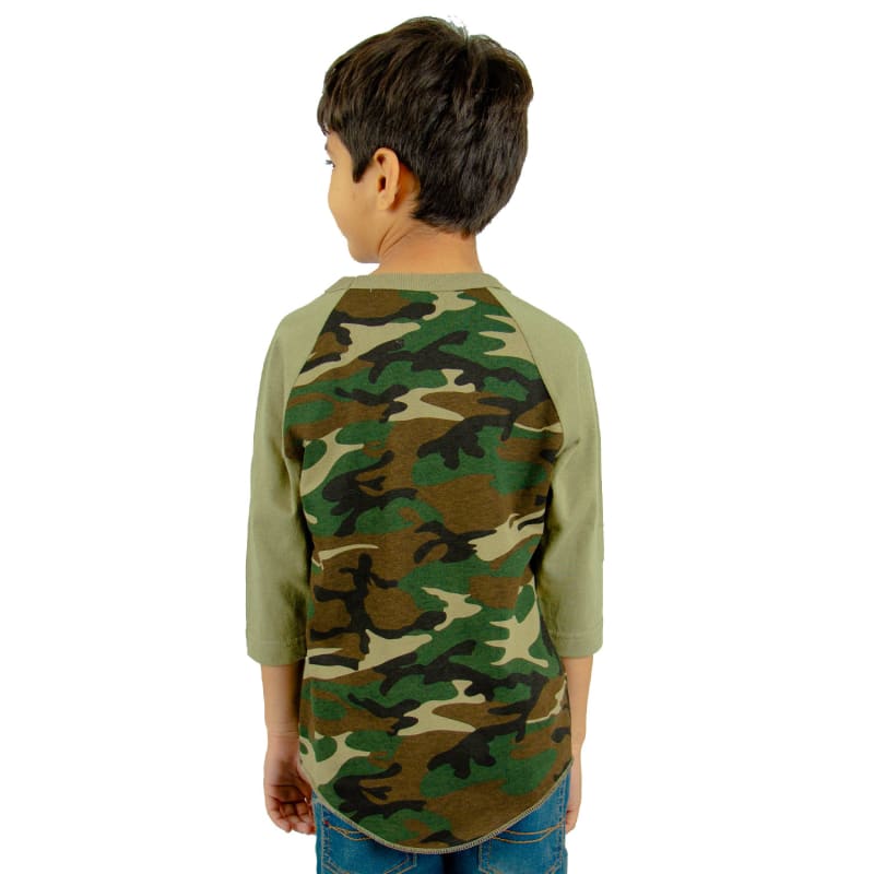 Shaka Wear Youth Three-Quarter Sleeve Camo Raglan T-Shirt 11