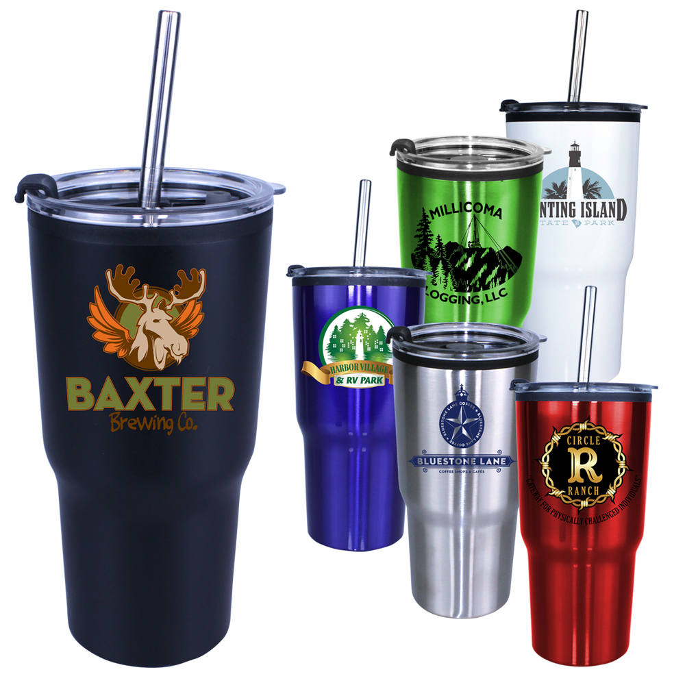 20 oz. Ares Tumbler with Stainless Straw/Flip Top Lid 7