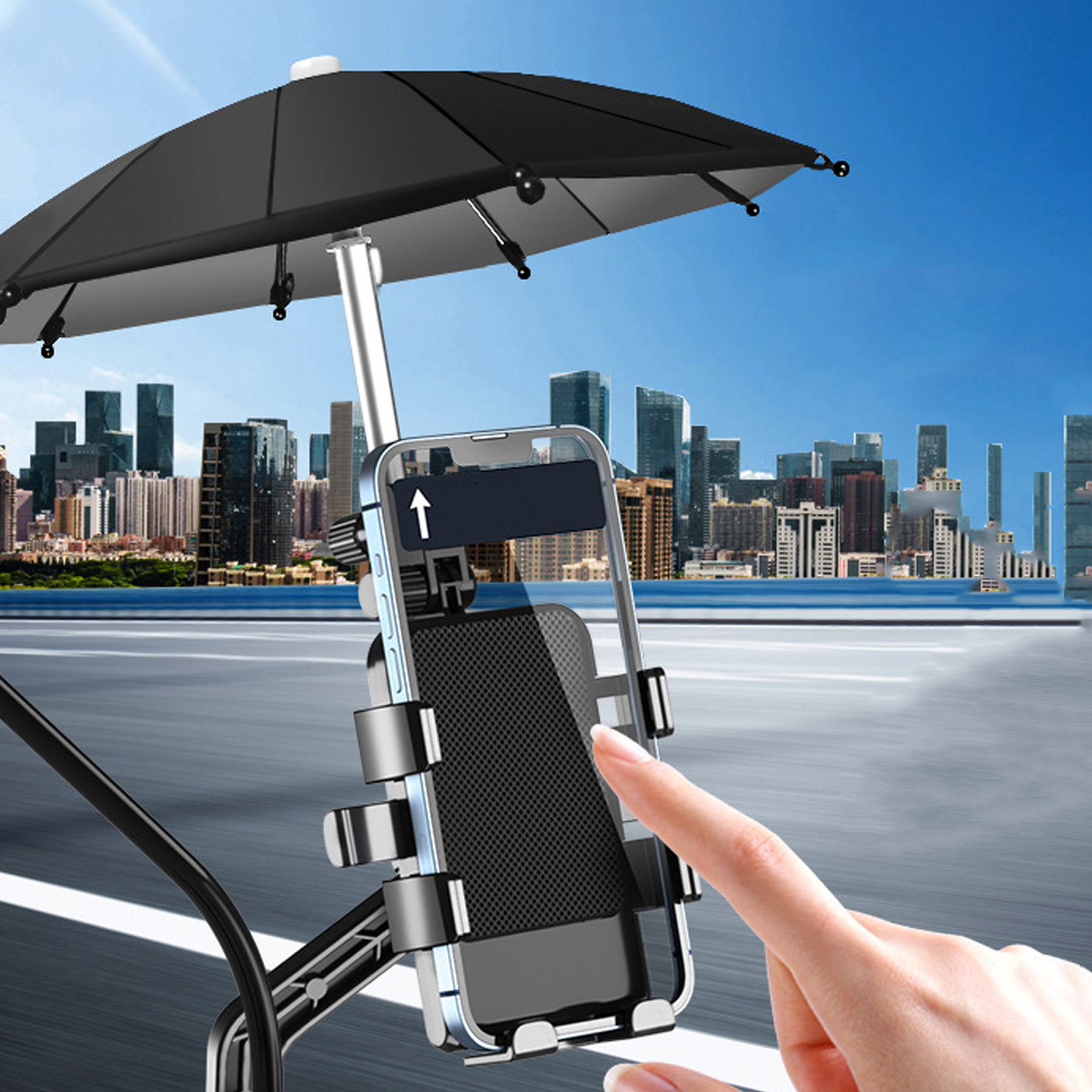 Motorcycle Bicycle Mobile Phone Holder with Umbrella 2