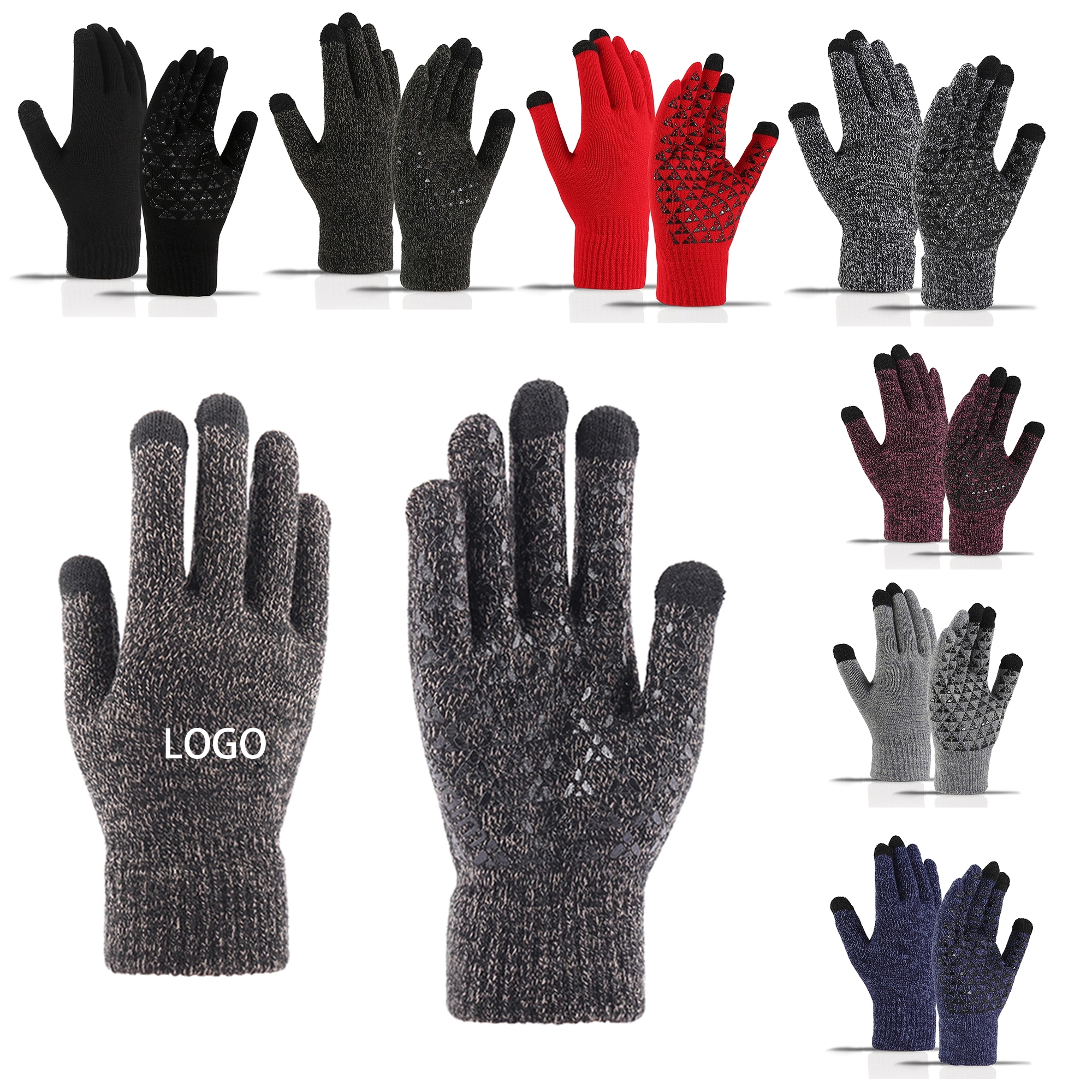 Anti Slip Touch Screen Lined Knit Gloves 2