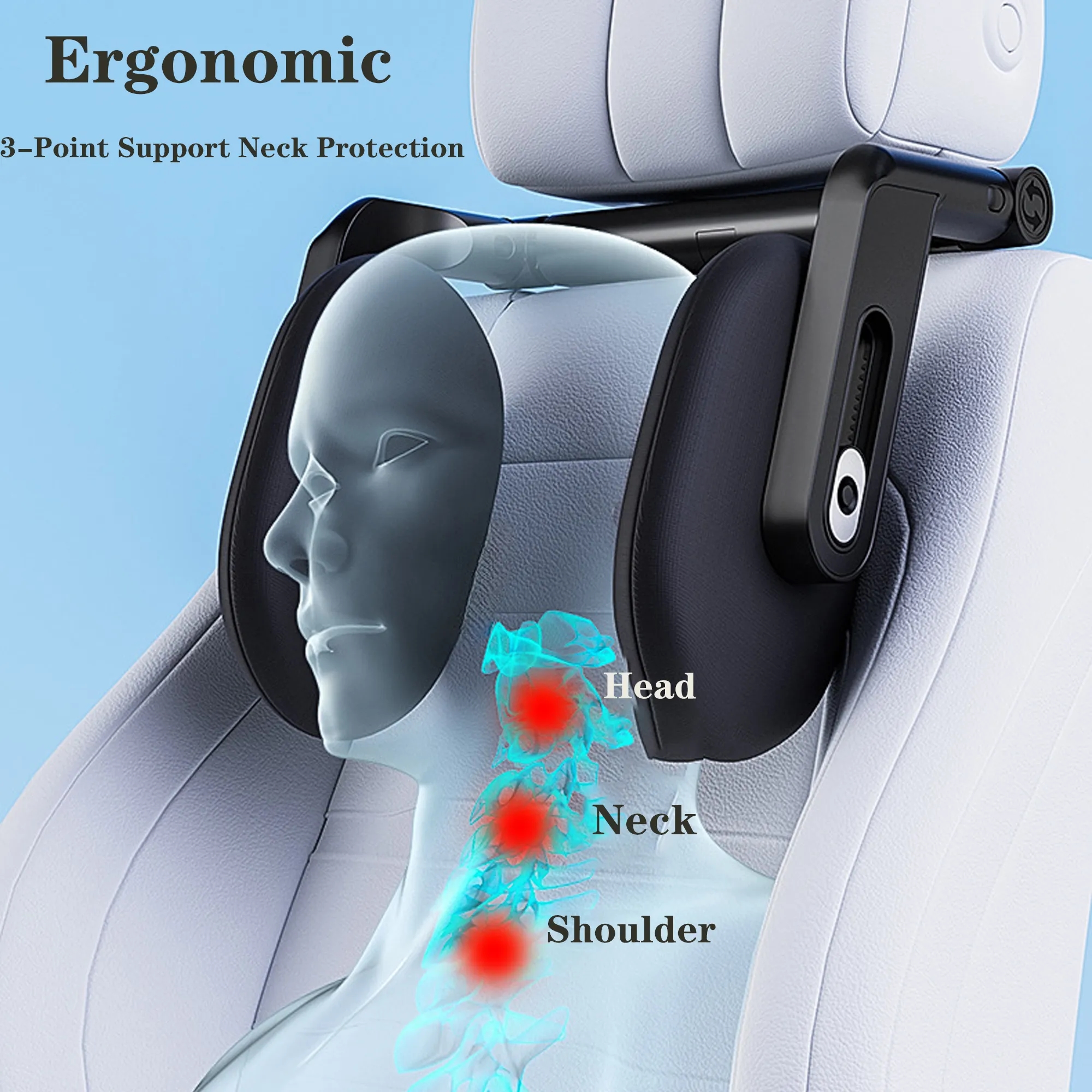 Three-Axis Double-Hook Multi-Functional Car Headrest Memory 5