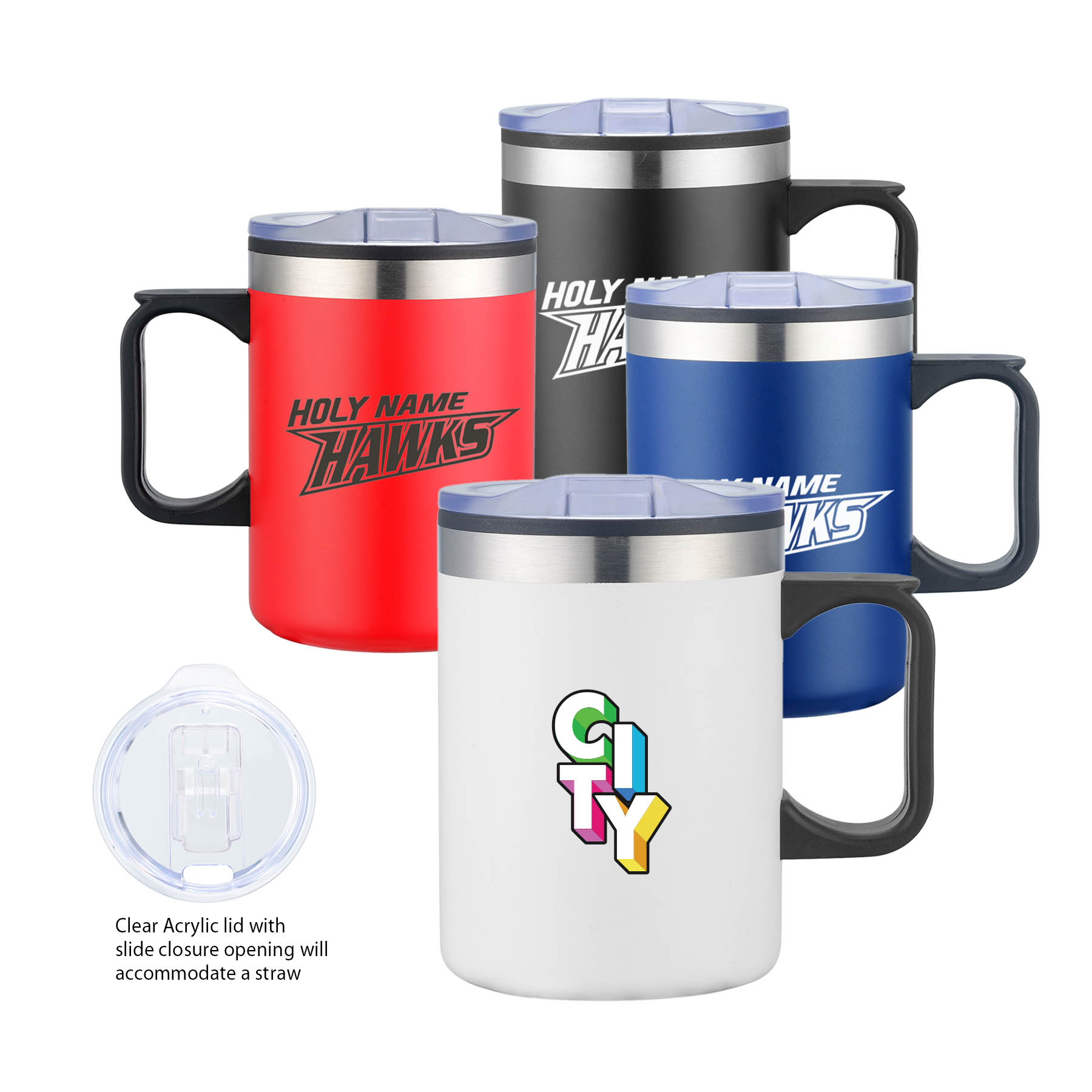 14oz. Double Wall Camping Mug w/ Clear Lid 4