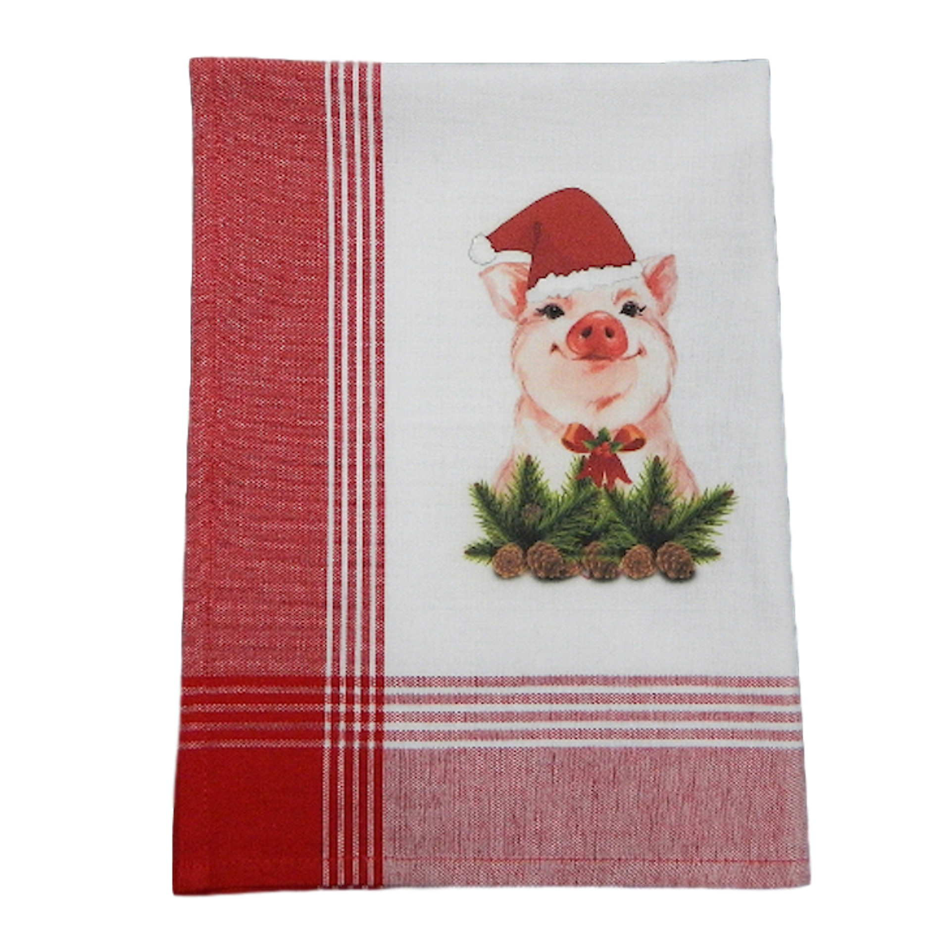 Red/White Plaid Kitchen Towel with Custom Print 3