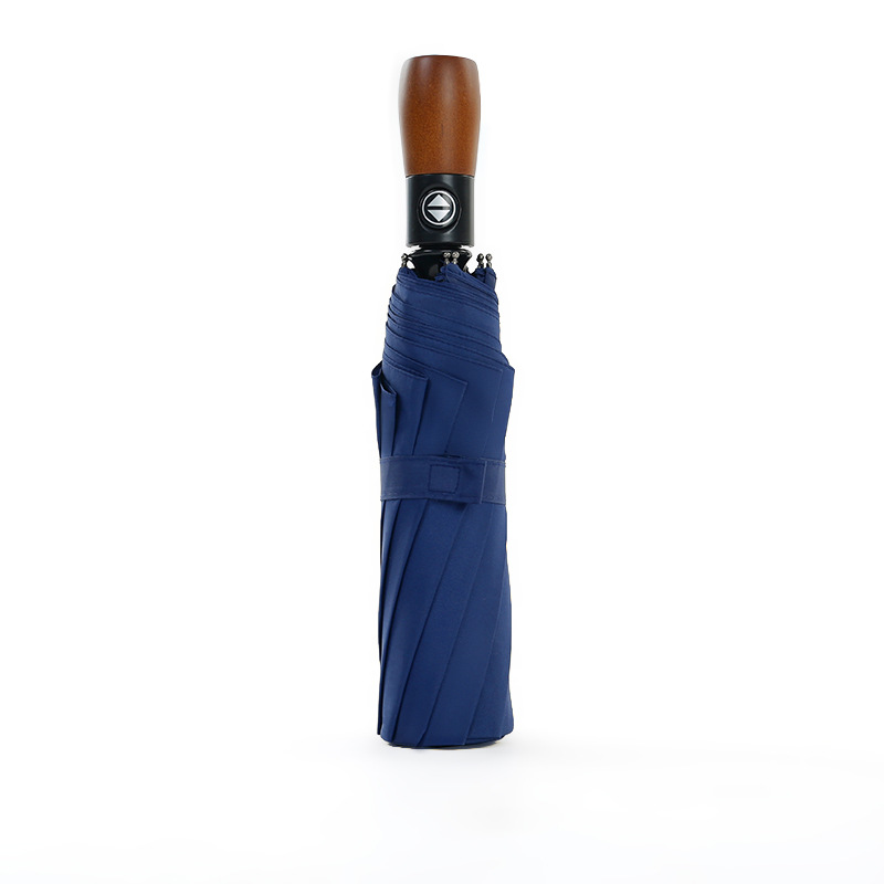 Windproof Automatic Sun/Rain Umbrella with Wooden Handle 7