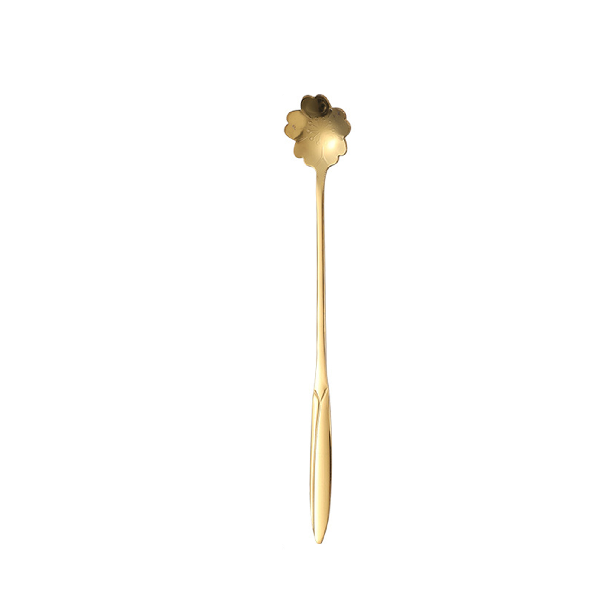 Flower Pattern Stainless Steel Tea Spoon 4.96" x 1.02" 2