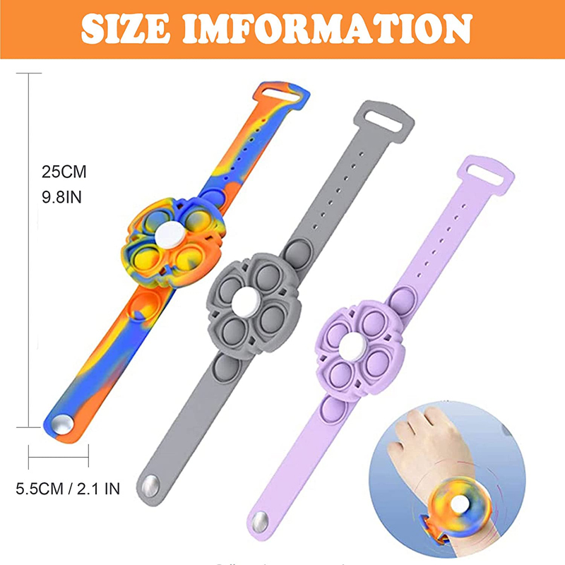 Stress Relief Pop Wristband Fidget Sensory Hand Finger Press Silicone Toy 17