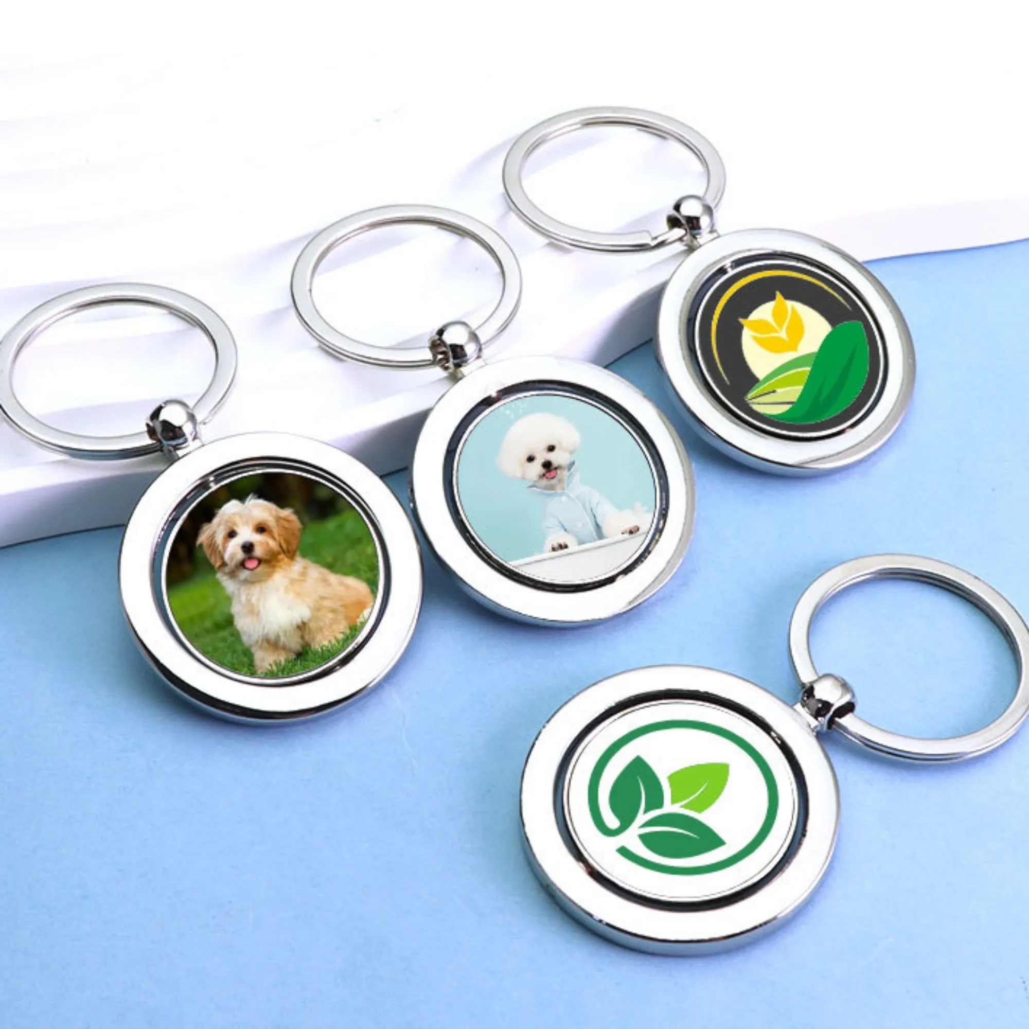 Metal Double-Sided Rotating Keychain 4