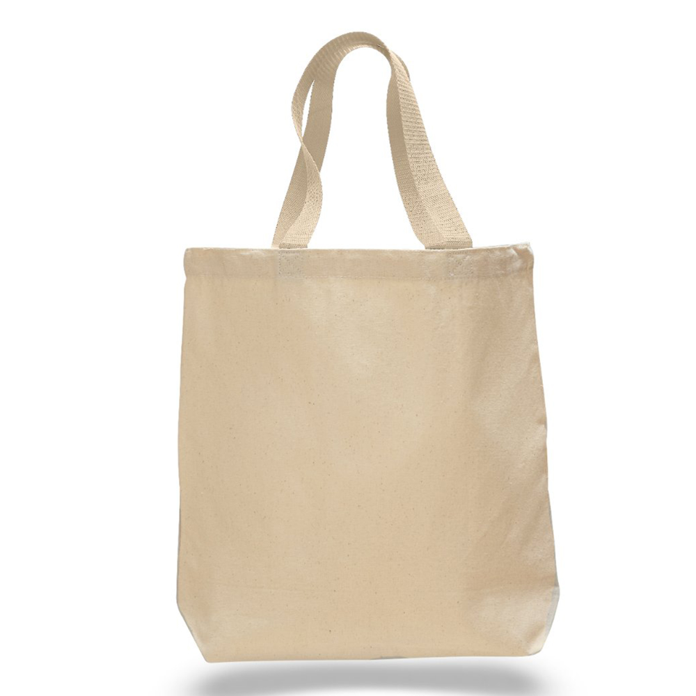 12 OZ. PROMOTIONAL COTTON CANVAS TOTE BAG W/ NYLON WEB HANDLES