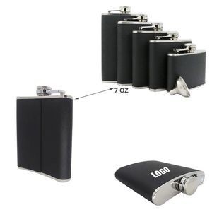 PU Leather 7oz Stainless Steel Flask With Tightly Sealed Cap 16