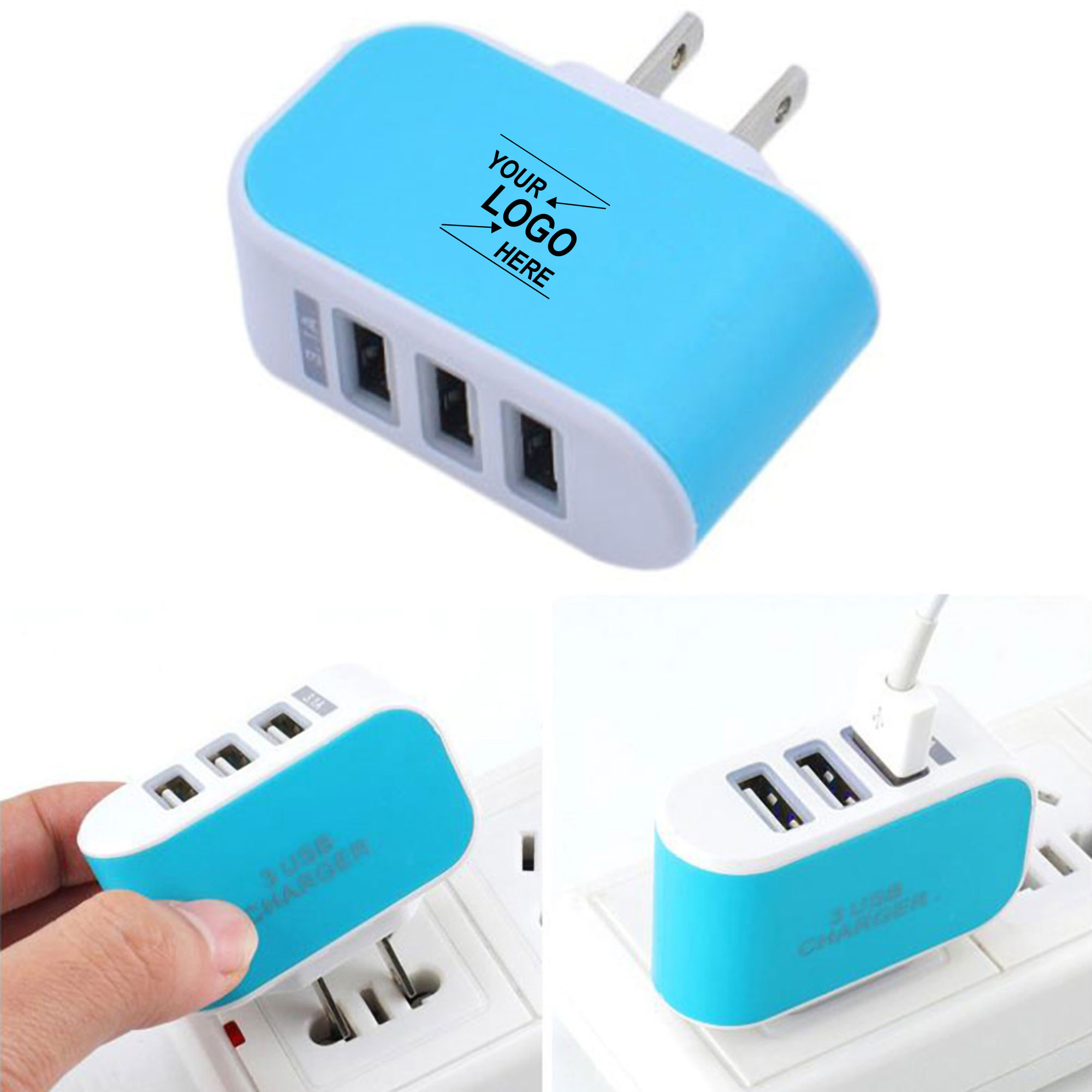 3-Port Multi-Color USB Wall Charger 2
