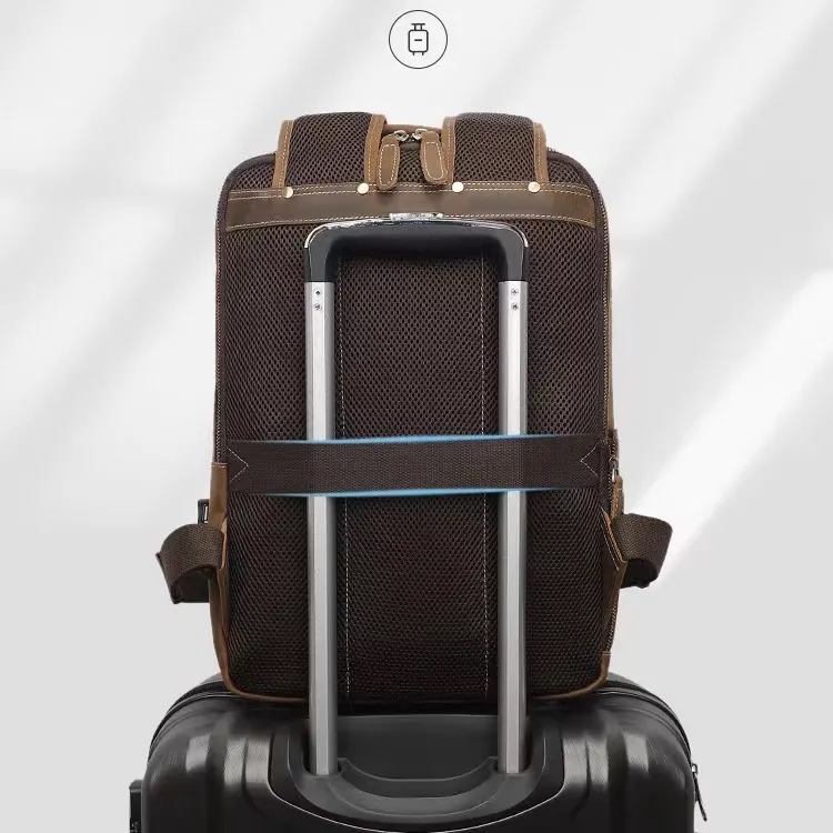 Custom 15 Inch Laptop Backpack Genuine Leather 7