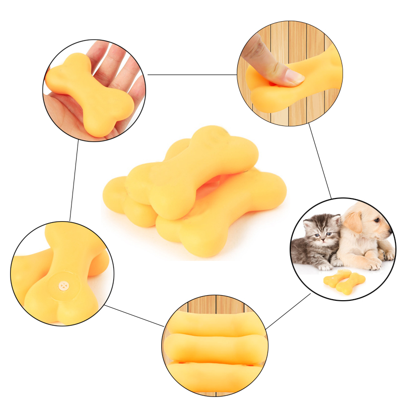 Pet Dog Chew Toy Soft Small Rubber Bone Squeaky Toy 2