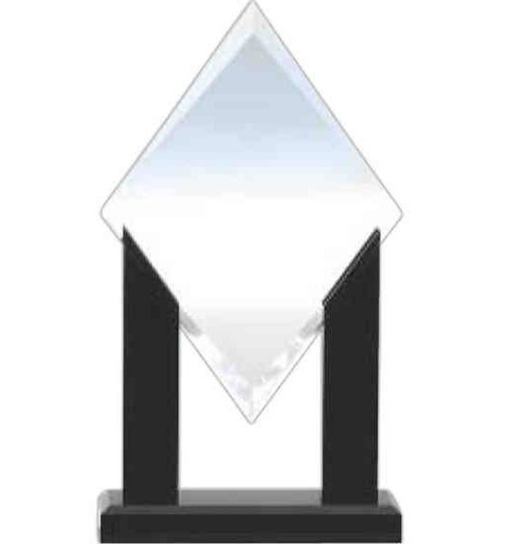 5" x 8" Black Beauty Diamond Acrylic Award with Slide-in Stand 2