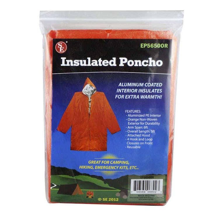 Aluminum Coated Insulated Poncho 5' x 6' - Orange 1