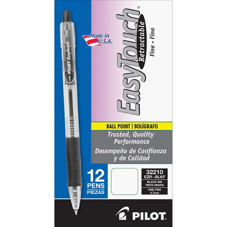 EasyTouch Ballpoint Pens - Black Fine 0.7mm 12 Pack 1