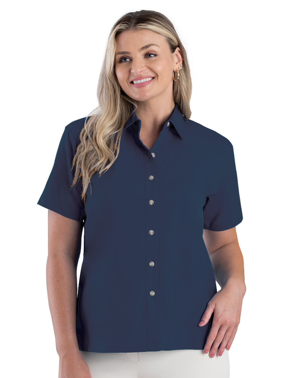 Blue Generation - Women's Pocketless Short Sleeve Superblend Poplin Shirt 40