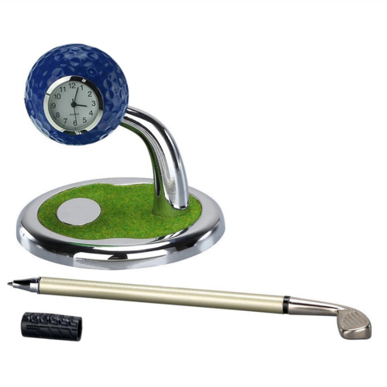 Golf Club Desk Pen Stands With Clock Base 6