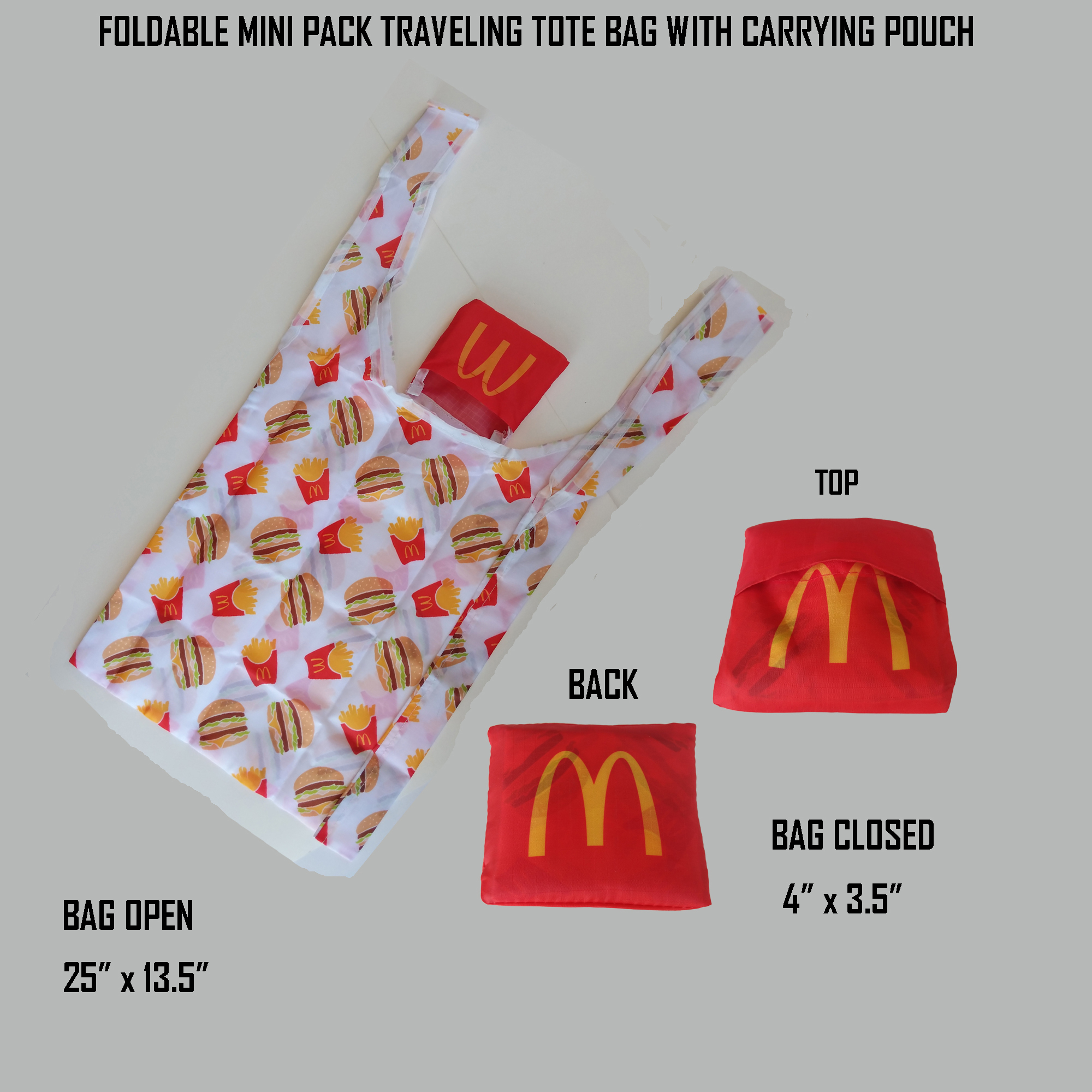 FoldableTraveling Tote Bag with MiniCarrying Pouch 2