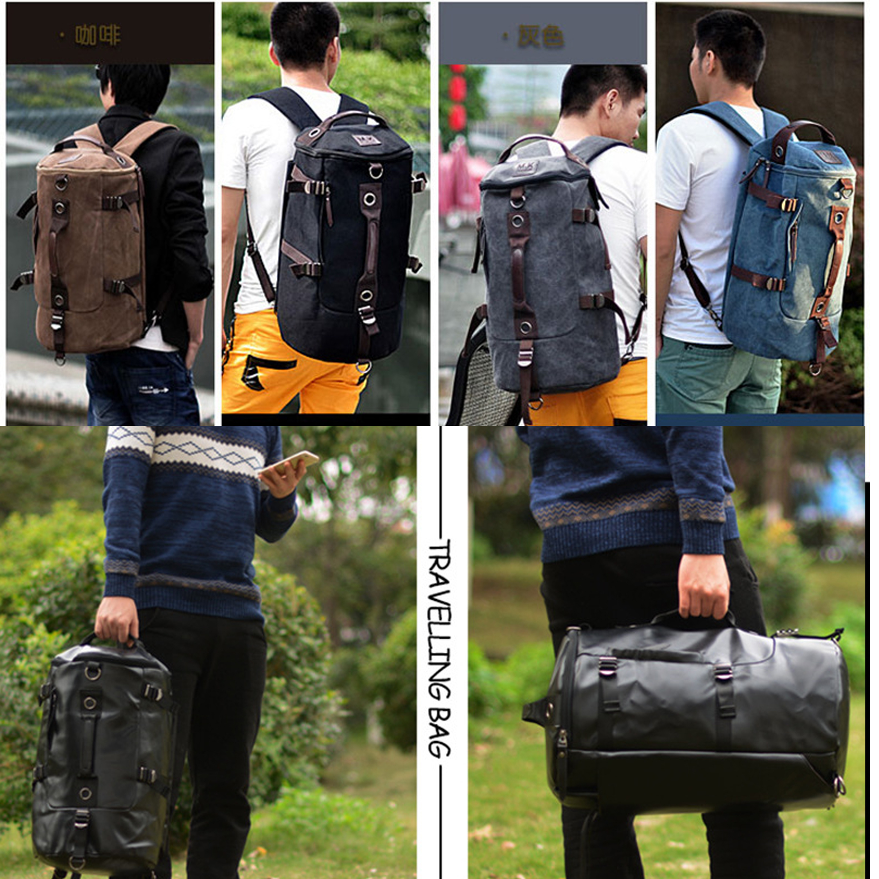 Men's Canvas Hiking Backpack with Laptop Compartment 3