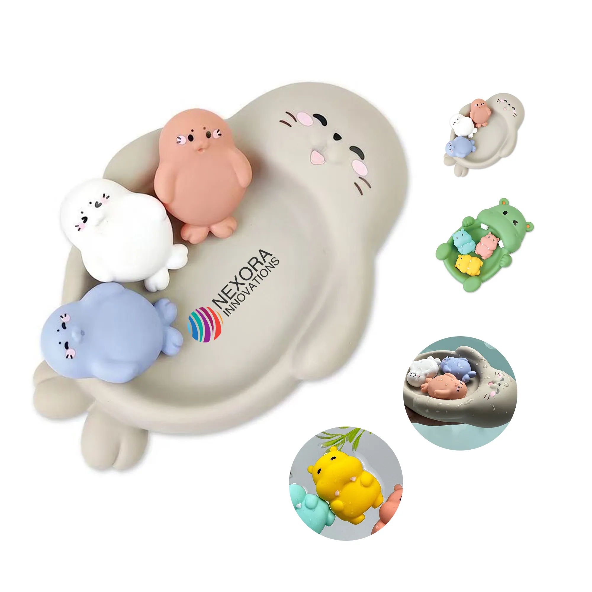 Baby Bath Toy Cartoon Animals Safe Vinyl Build 3