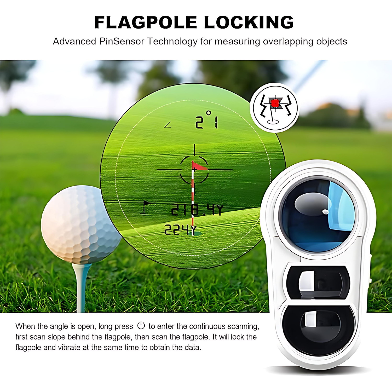 Rechargeable Golf Laser Rangefinder w/ Height Measurement 4