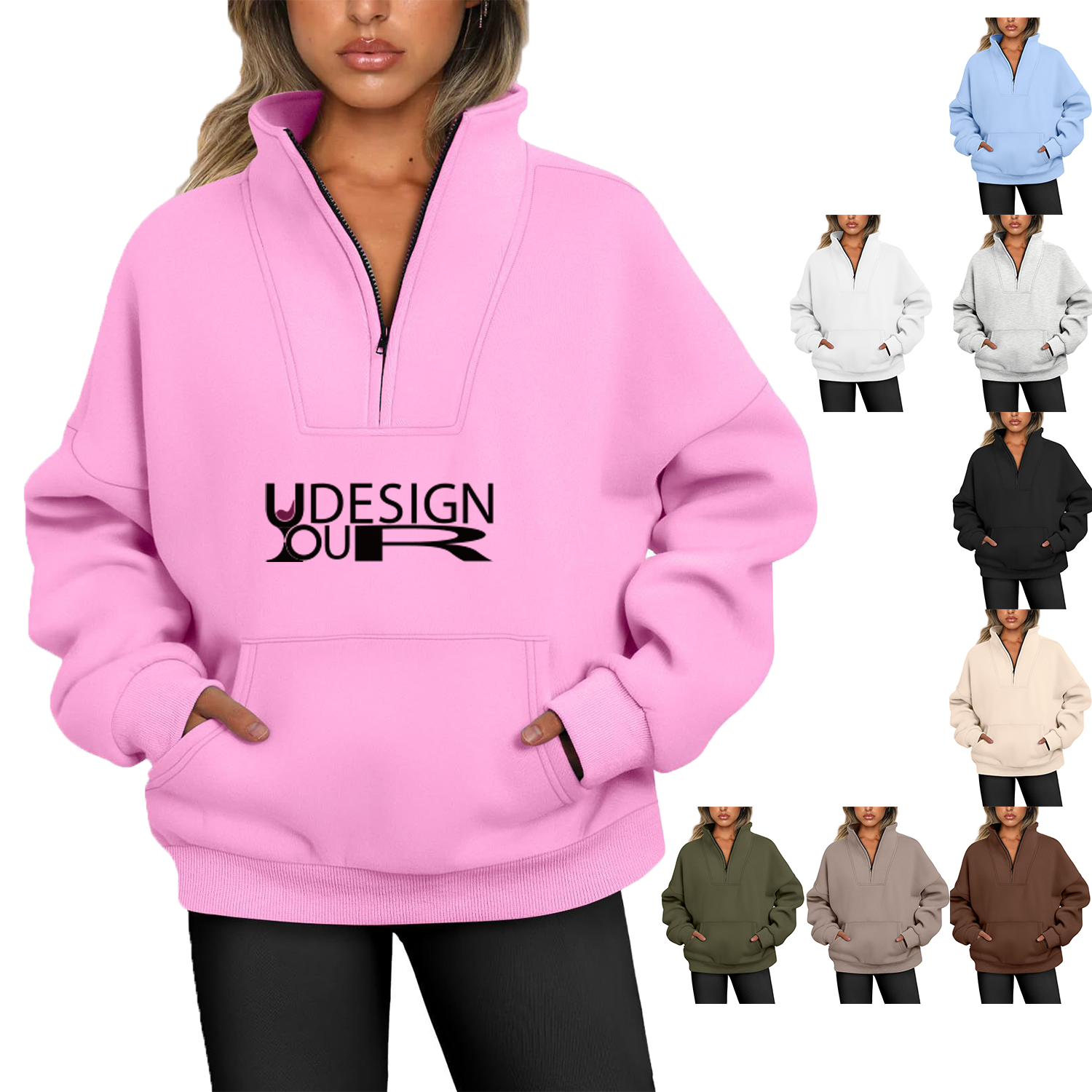Women's Half-Zip Oversized Fleece Pullover 2
