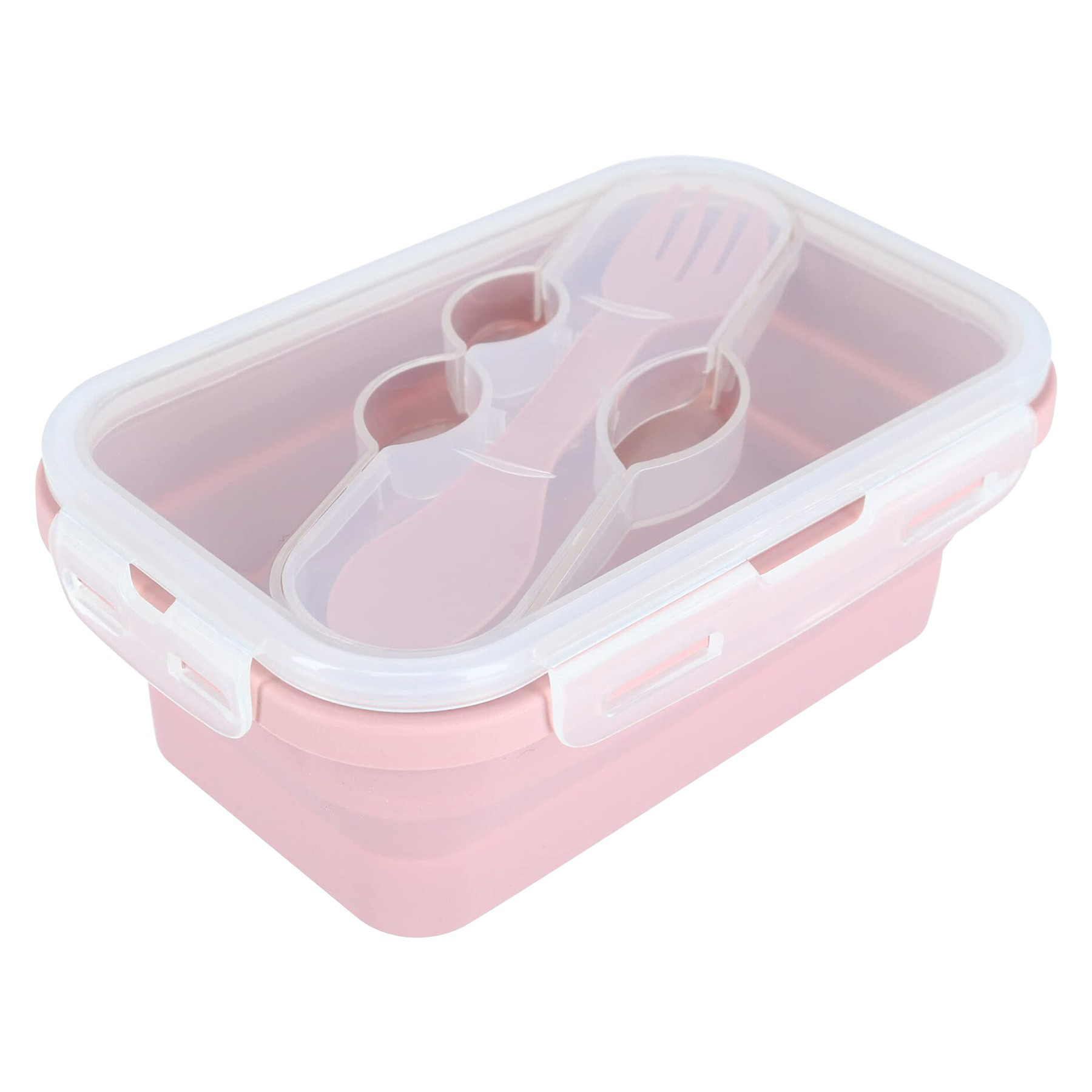 Collapsible Silicone Lunch Box with Cutlery Set 6