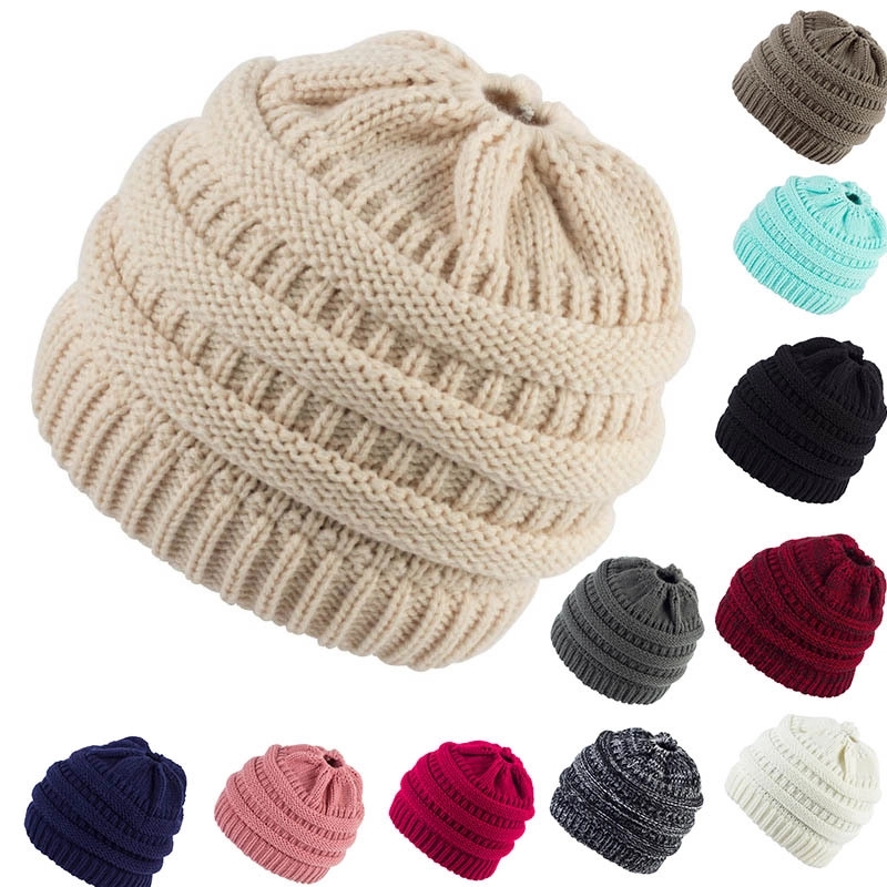 Acrylic Knitted Ponytail Beanie 6